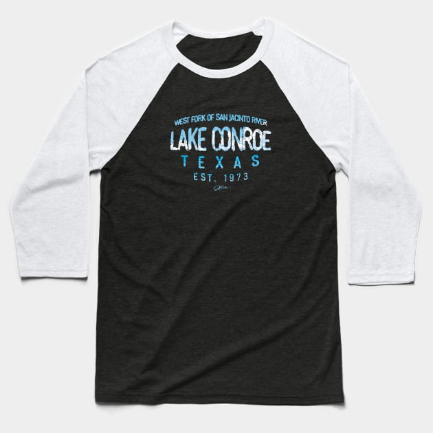 Lake Conroe, Texas, Lake and Sky Baseball T-Shirt by jcombs